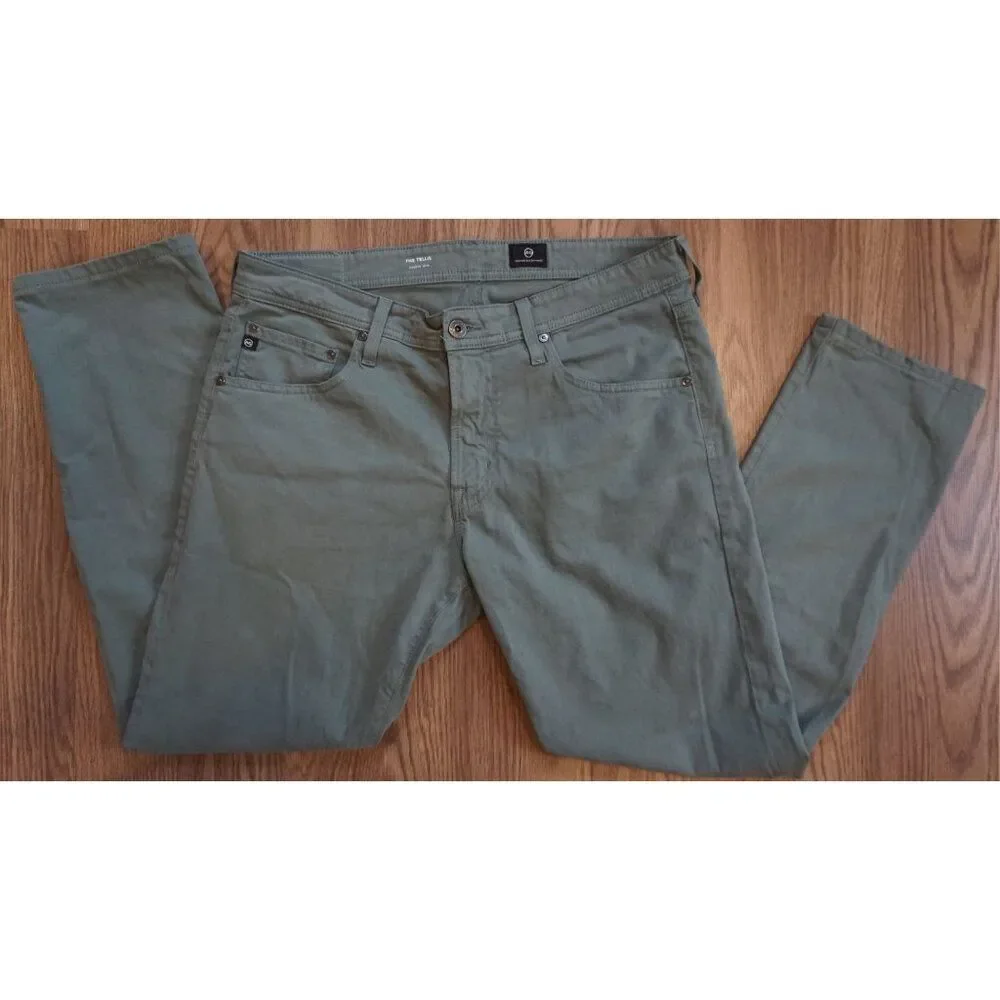 AG Adriano Goldschmied Tellis Suede Modern Slim Pants - Green - 34x34 - Picture 10 of 11